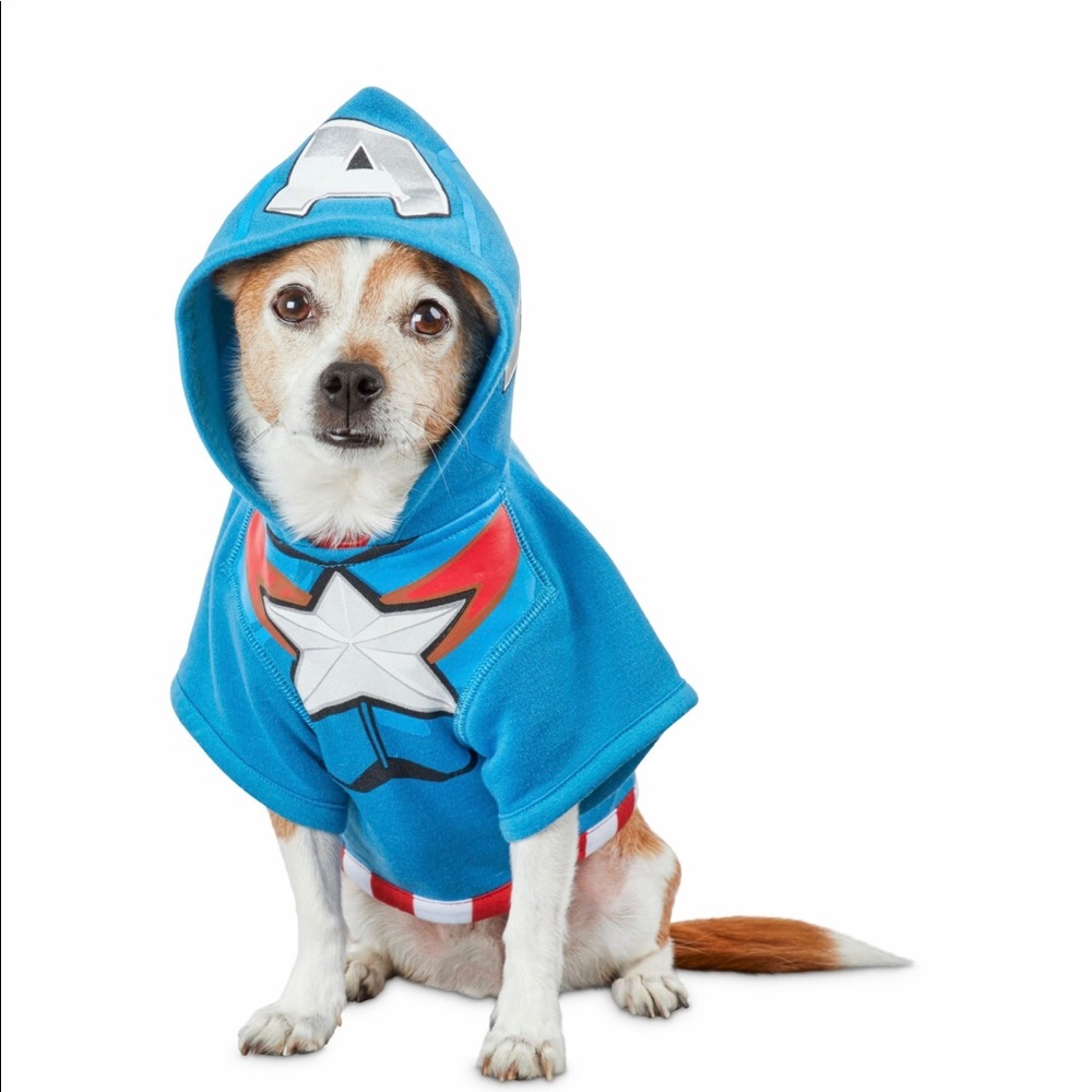 Captain America doggie hoodie + collar